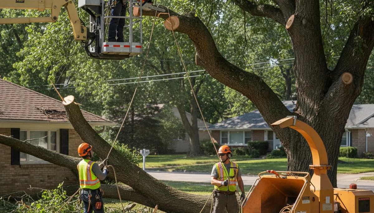 Emergency tree service crew in Philadelphia, PA responding to storm damage and fallen trees
