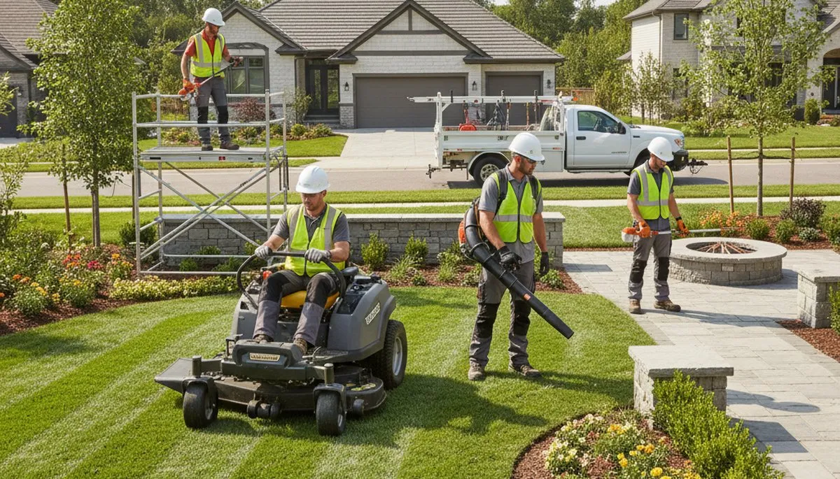 Philadelphia, PA tree service crew providing landscaping and arbor care for a local property