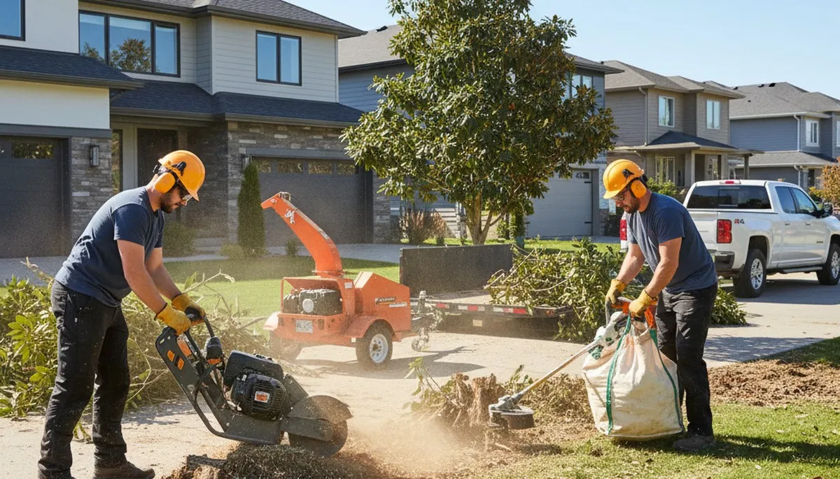 Philadelphia, PA arborist removing overgrown shrubs for safe, efficient tree service cleanup