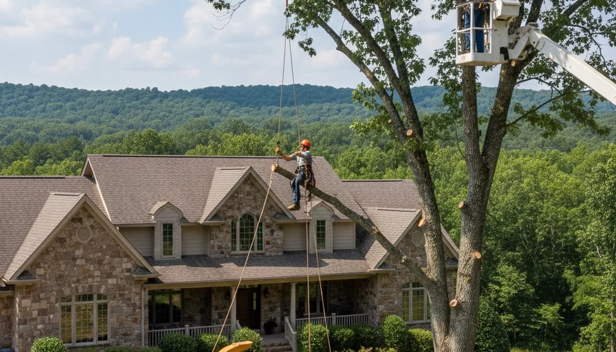 Tree service crew in Philadelphia, PA handling professional tree removal for a local property