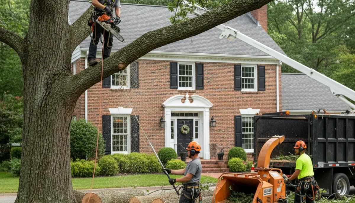 Tree service crew removing a tree in Philadelphia, PA