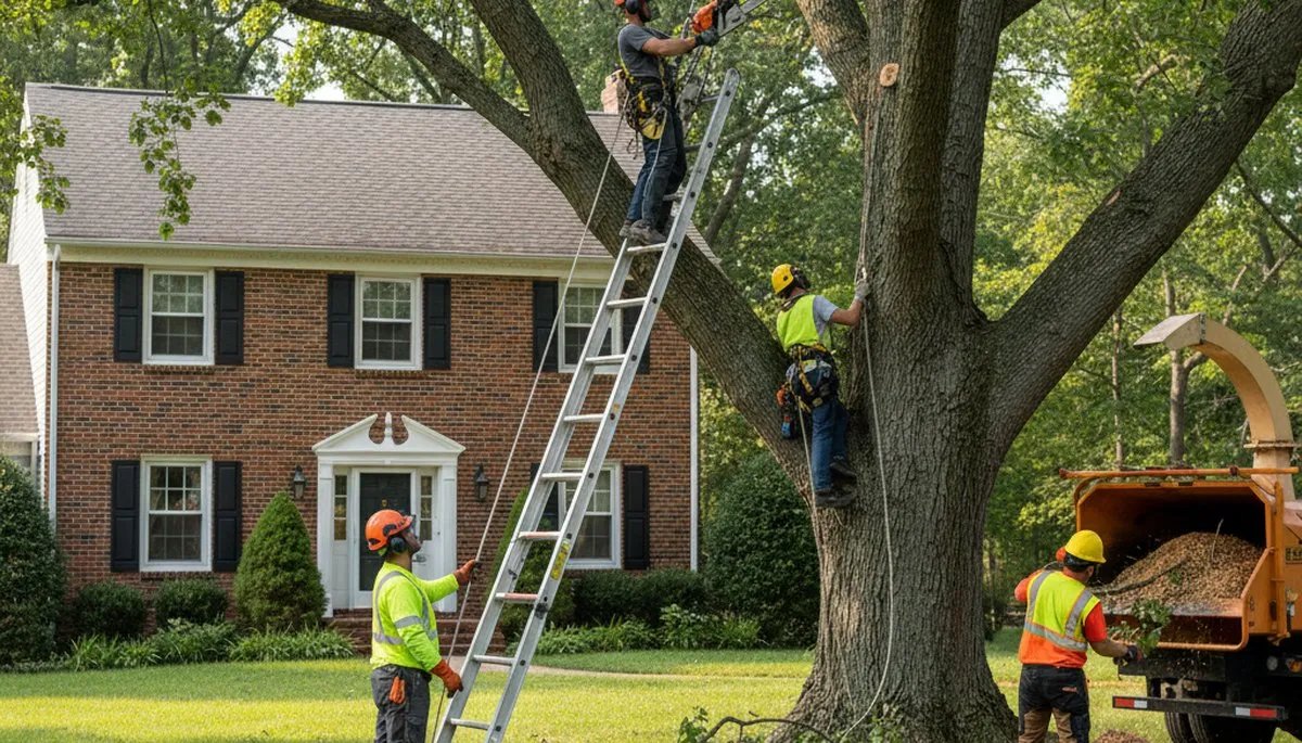 Tree service crew removing a tree in Philadelphia, PA