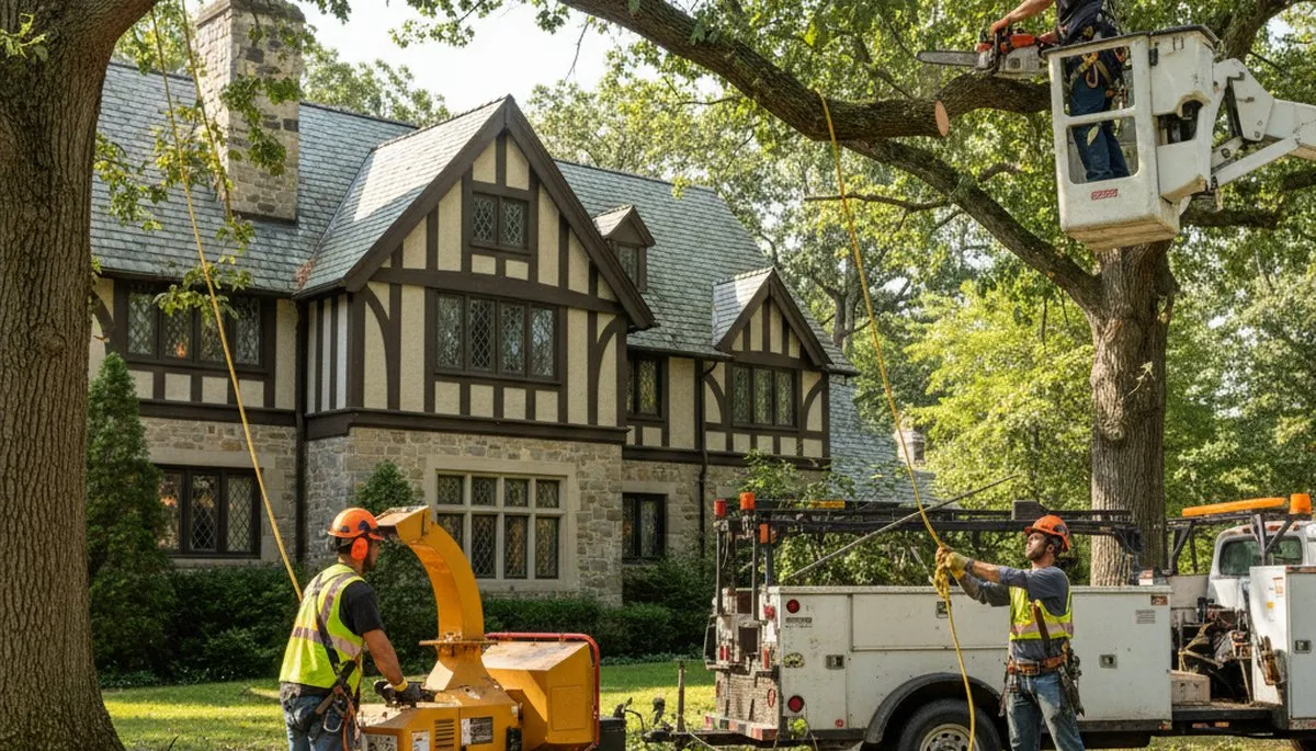 Tree service crew removing a tree in Philadelphia, PA