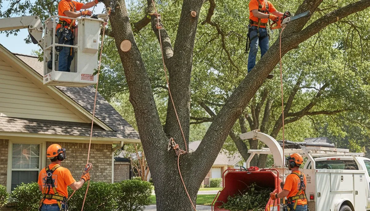 Philadelphia tree trimming service worker pruning branches for property safety and tree health